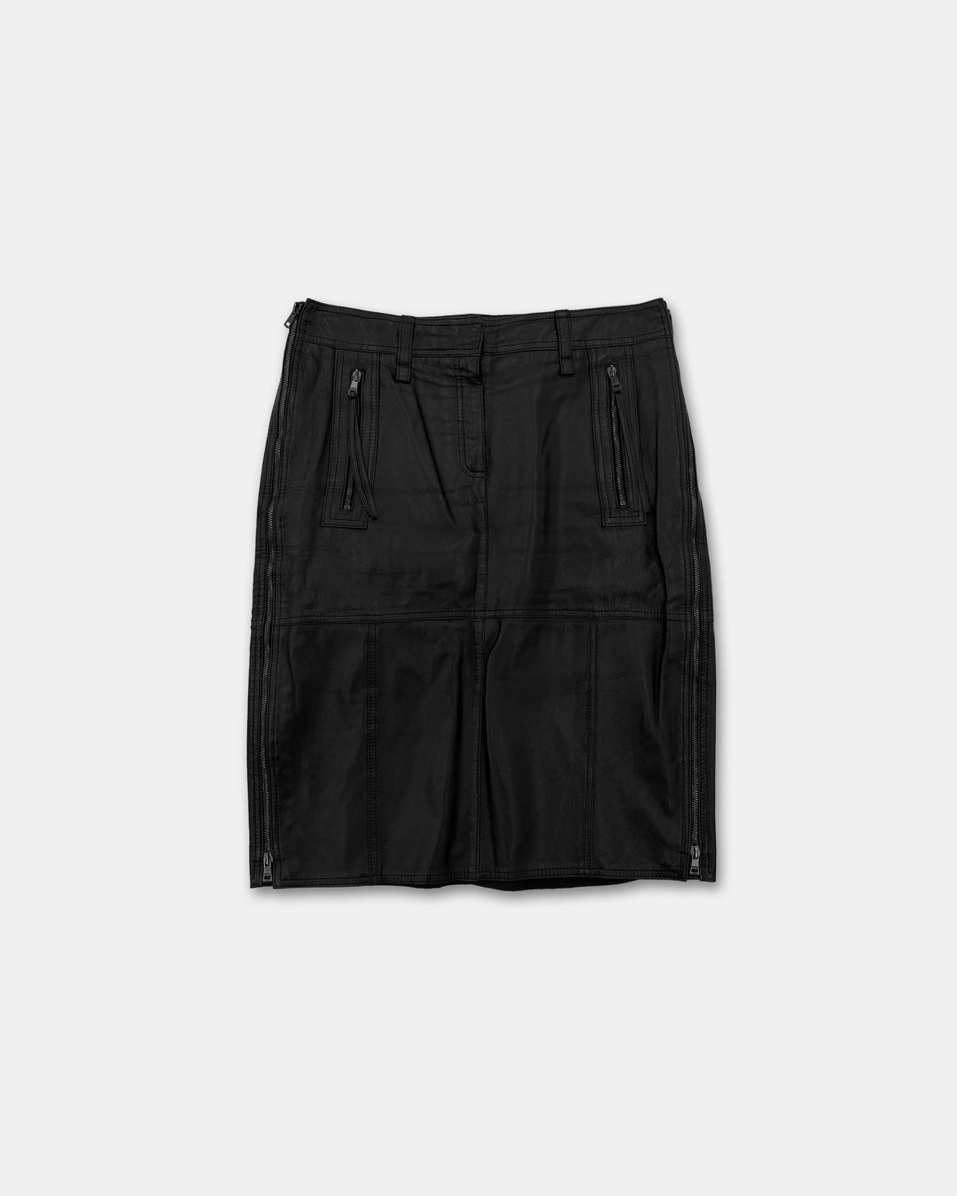 Marc Cain 2000s Full Zip Leather Skirt Black by Marc Cain in size XL from SKIRTS category