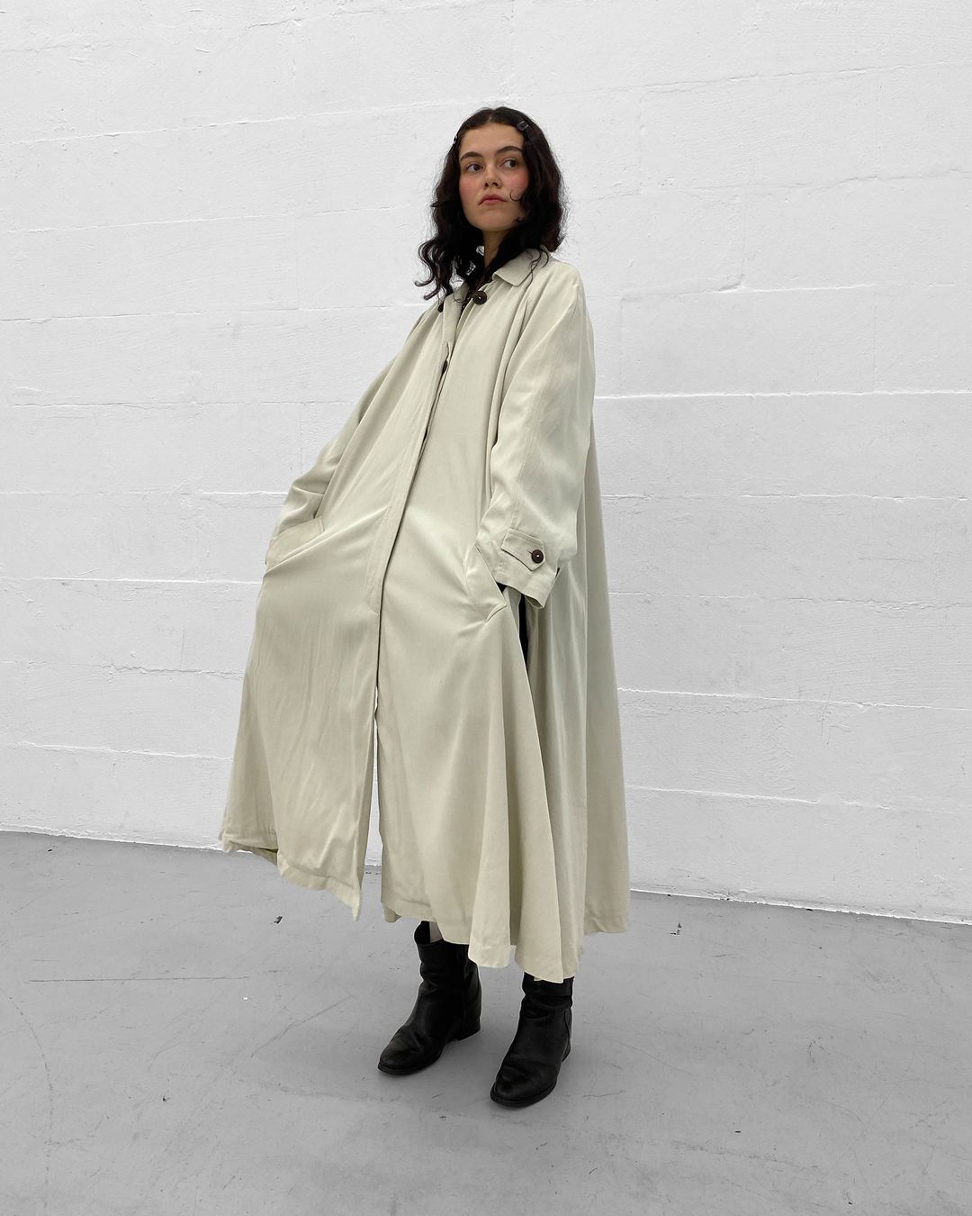 Jean Paul Gaultier Femme 1990s Ultra Floaty Coat Creme by JEAN PAUL GAULTIER in size M from COATS & JACKETS category