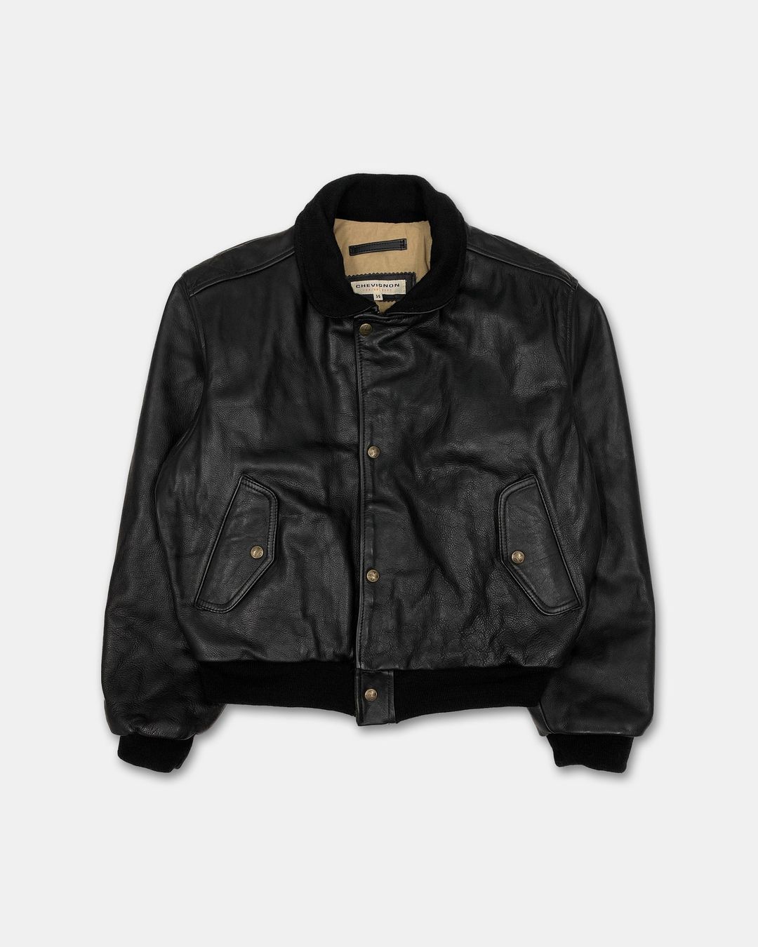 Chevignon 1990s Cow Leather Jacket Black by Chevignon in size S from COATS & JACKETS category