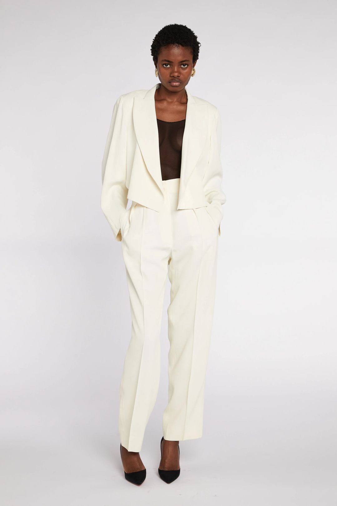 Alaïa Ivory Suit with Cropped Jacket S/S 1985 by Azzedine Alaïa in size ONE SIZE from COATS & JACKETS category
