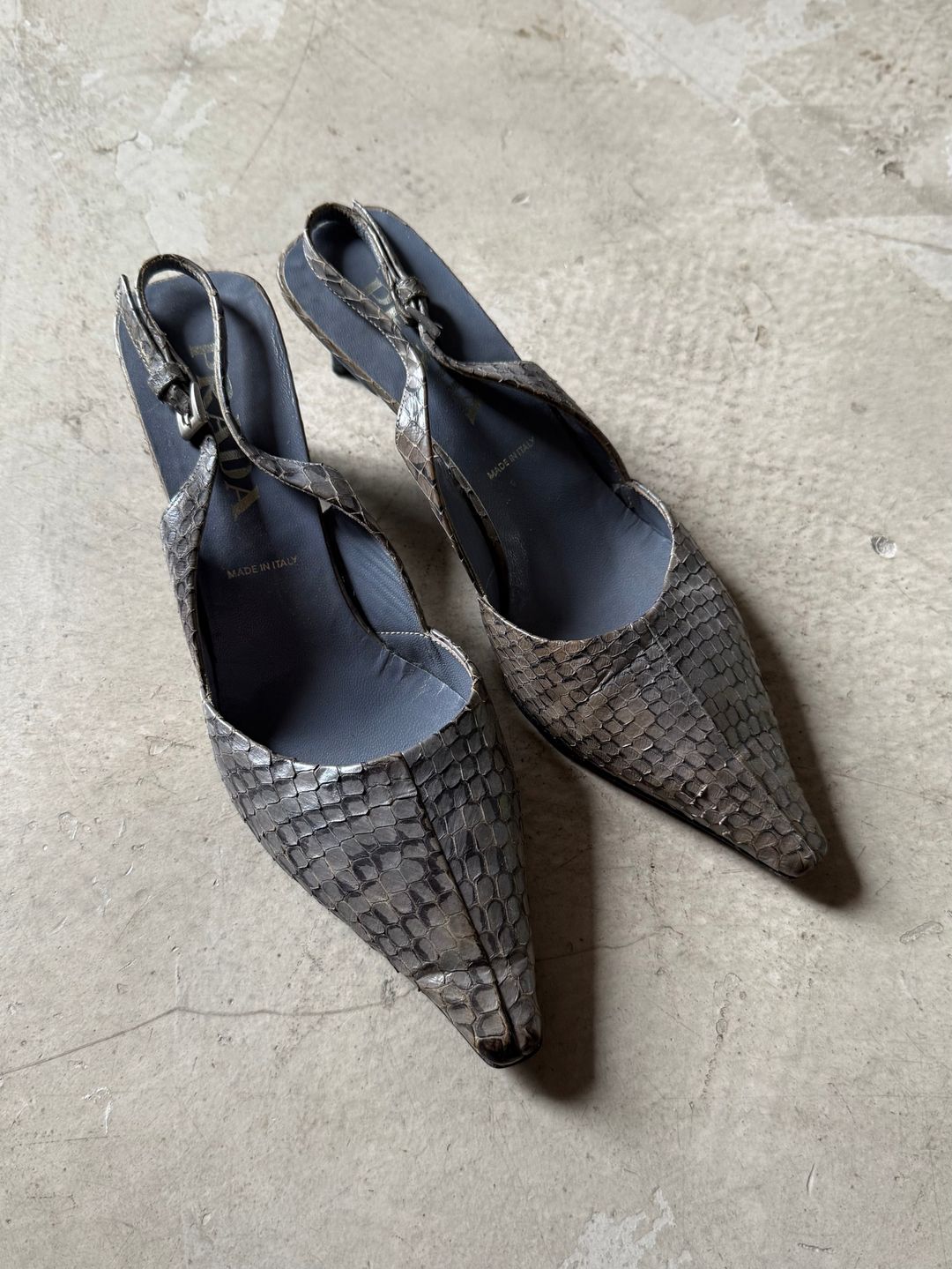 SS 00 Prada Snakeskin Heels by PRADA in size EU 38 from SHOES category