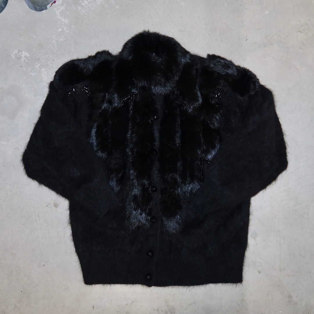 Vintage Angora and Fur Beaded Cardigan by Vintage in size M from KNITWEAR category