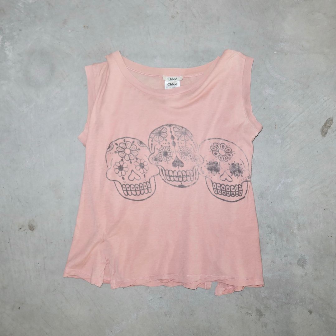 Chloé SS2006 Pink Sugar Skull Tank by Chloé in size XS from TOPS category