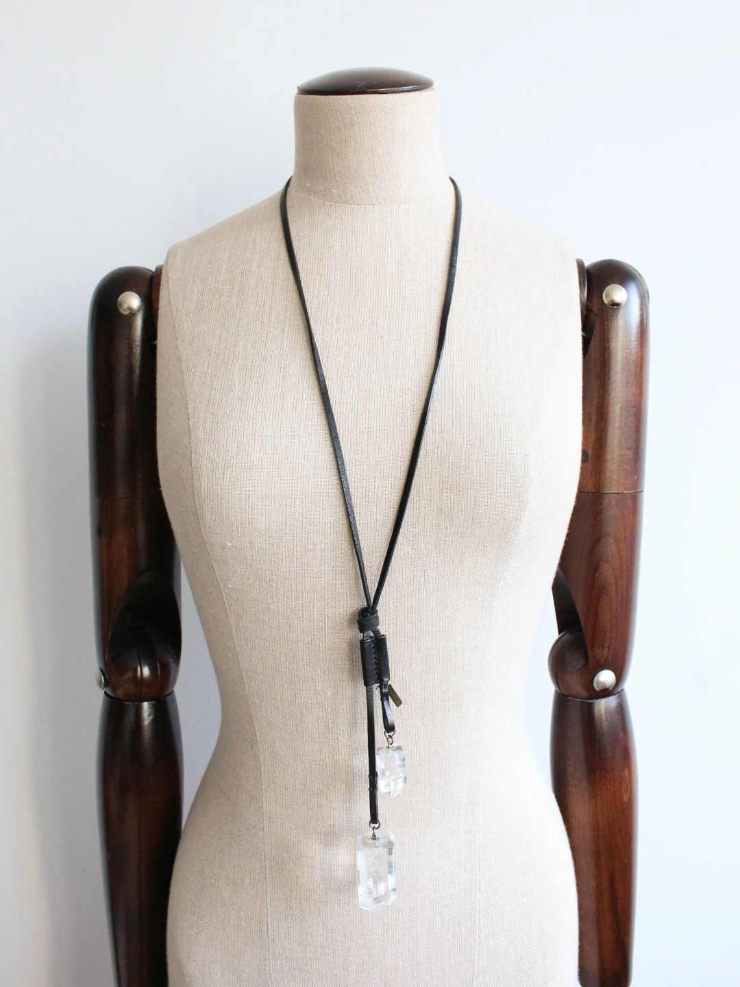 Ann Demeulemeester Leather Necklace with Large Quartz Pendants by ANN DEMEULEMEESTER in size ONE SIZE from JEWELLERY & WATCHES category