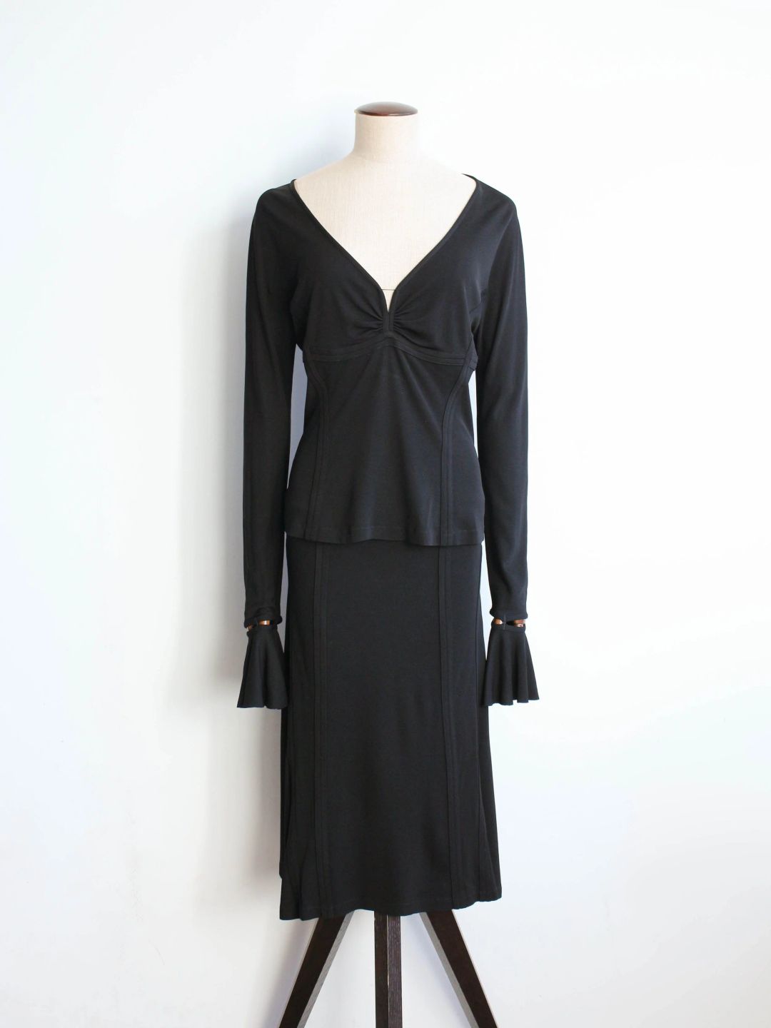 Yves Saint Laurent by Tom Ford S/S03 Black Panelled Viscose Set by YVES SAINT LAURENT in size M from TOPS category