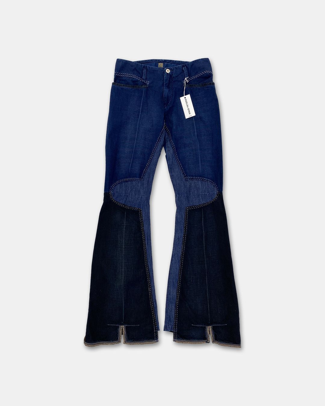 Marithé + François Girbaud 2000s Contrast Stitch Flared Denim Pants Blue by Marithé + François Girbaud in size W26 from DENIM category