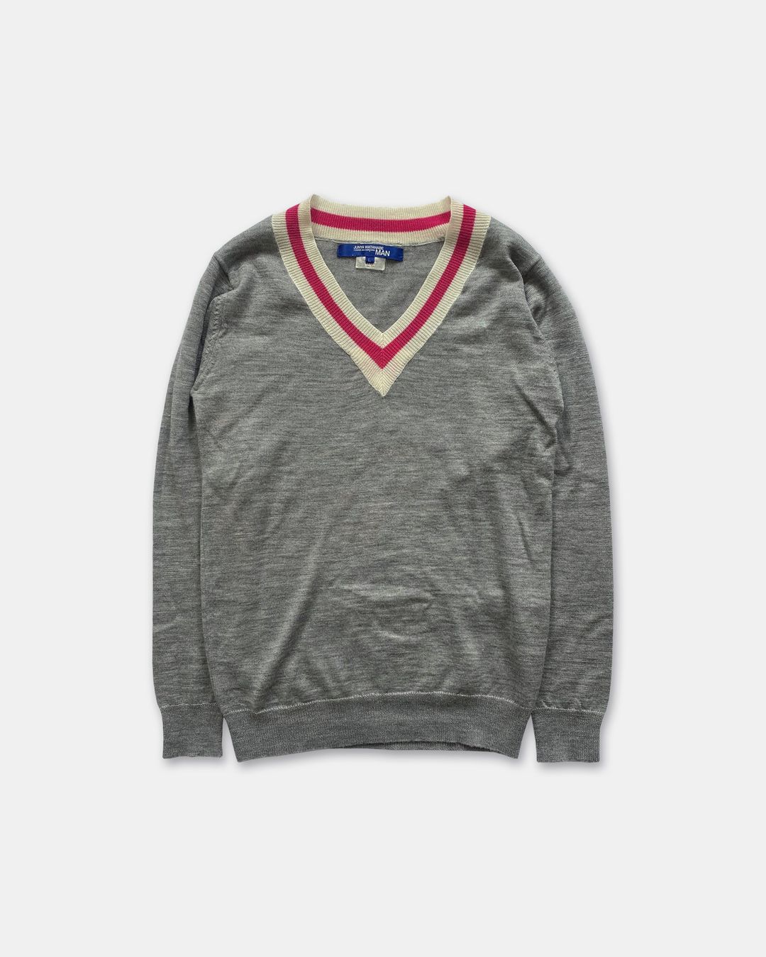 Junya Watanabe Man Comme des Garçons AW2007 V-Neck Knit Sweater Grey by COMME DES GARÇONS in size ONE SIZE from KNITWEAR category