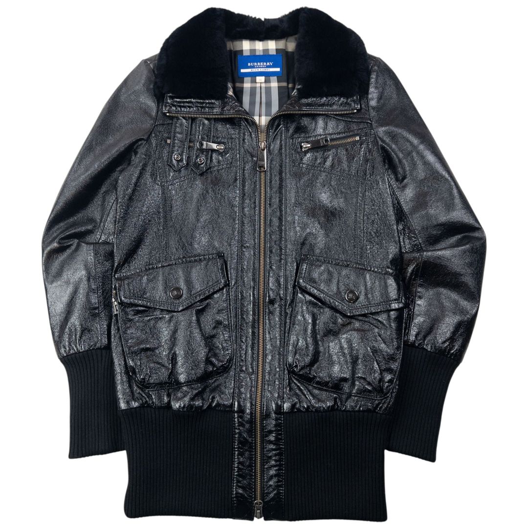 Vintage 2000s Burberry Fur Collar Nova Check Lined Leather Jacket Womens Size L by BURBERRY in size L from COATS & JACKETS category