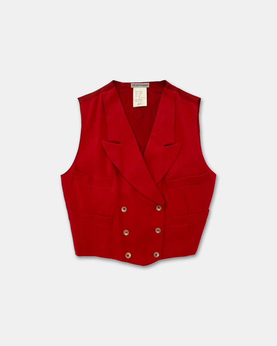 Emporio Armani 1980s Double Breasted Vest Red by Emporio Armani in size S from TOPS category