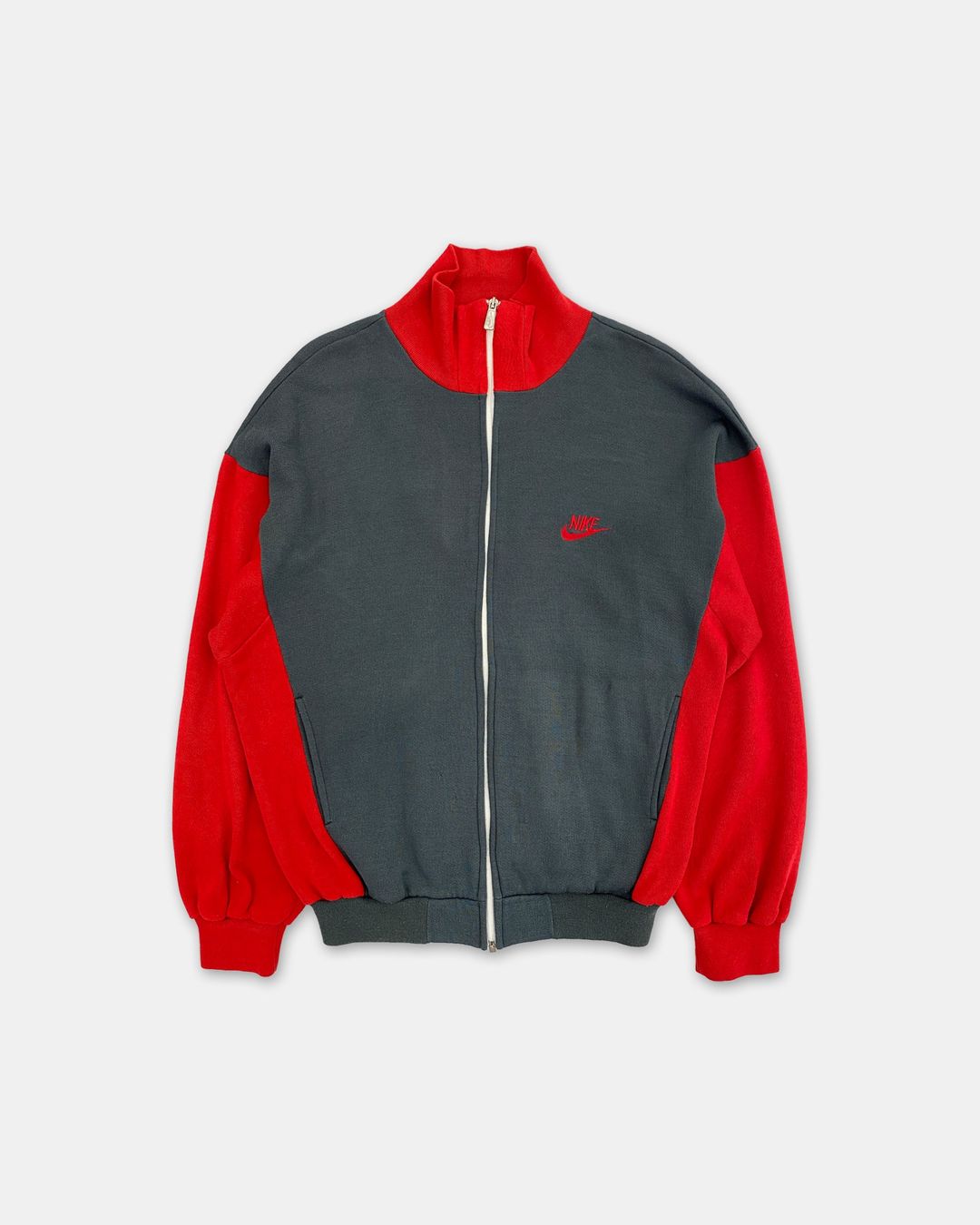 Nike 1980s Made in Italy Sweater Zip Track Jacket Red Grey by Nike in size M from COATS & JACKETS category
