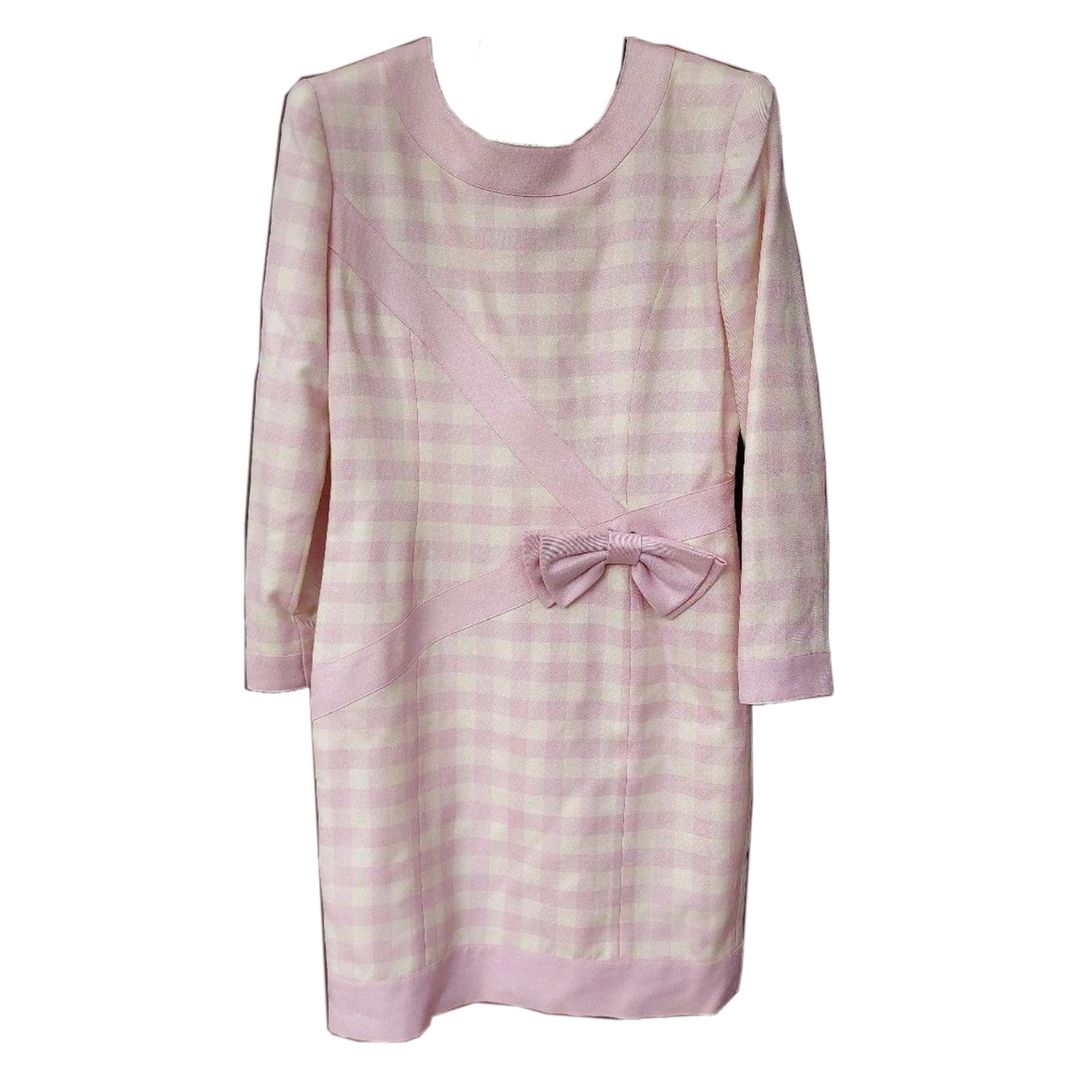 Courreges Checkered LS Bow Midi Dress by COURRÈGES in size S from DRESSES category