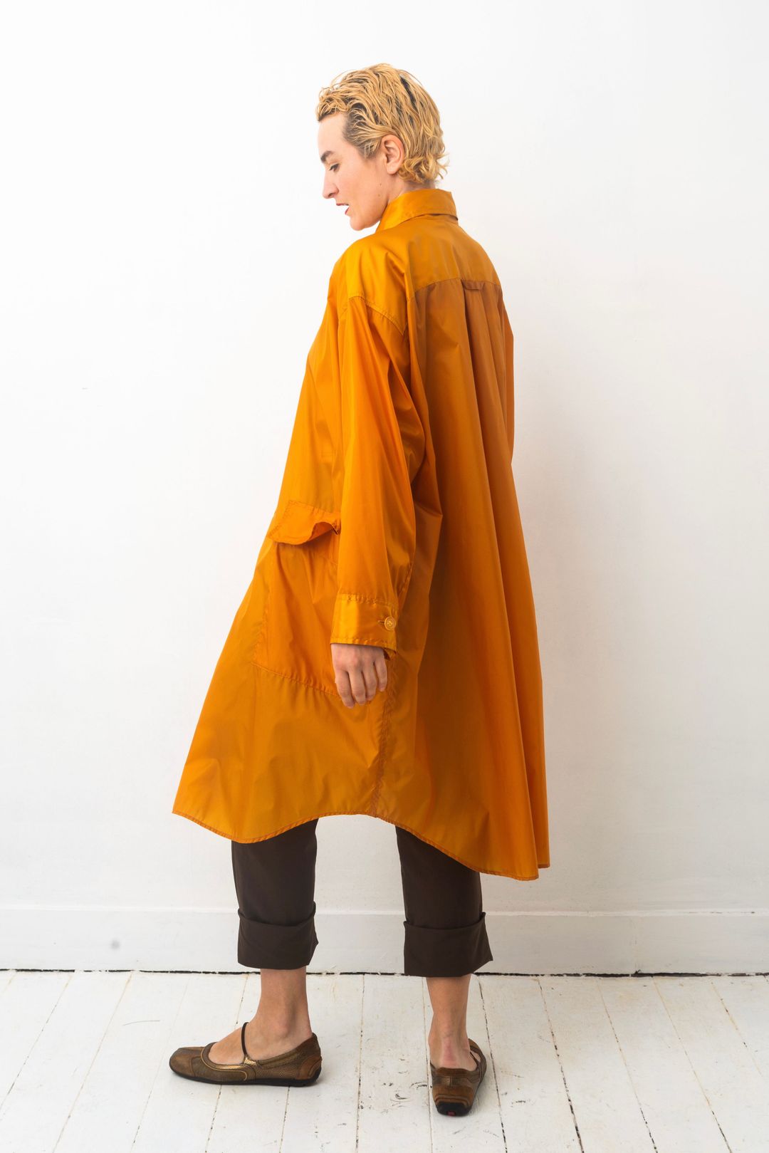 Issey Miyake Windcoat in orange nylon from the 90’s by ISSEY MIYAKE in size ONE SIZE from COATS & JACKETS category