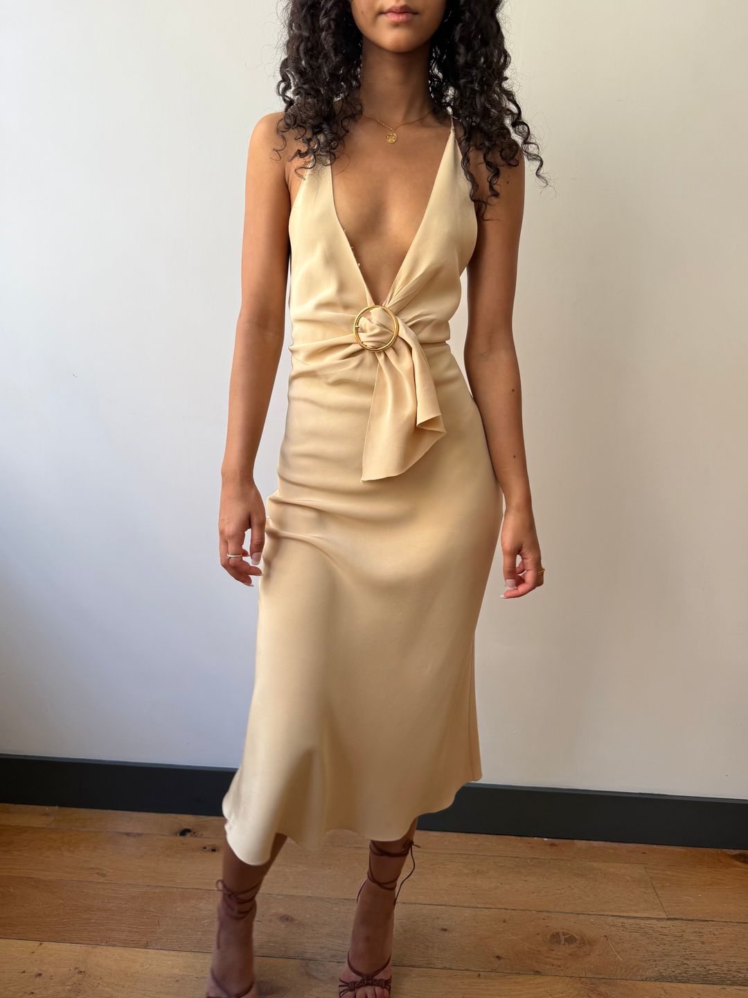 Prada archive minimalist  nude silk strap dress 40 IT by PRADA in size IT 40 from DRESSES category