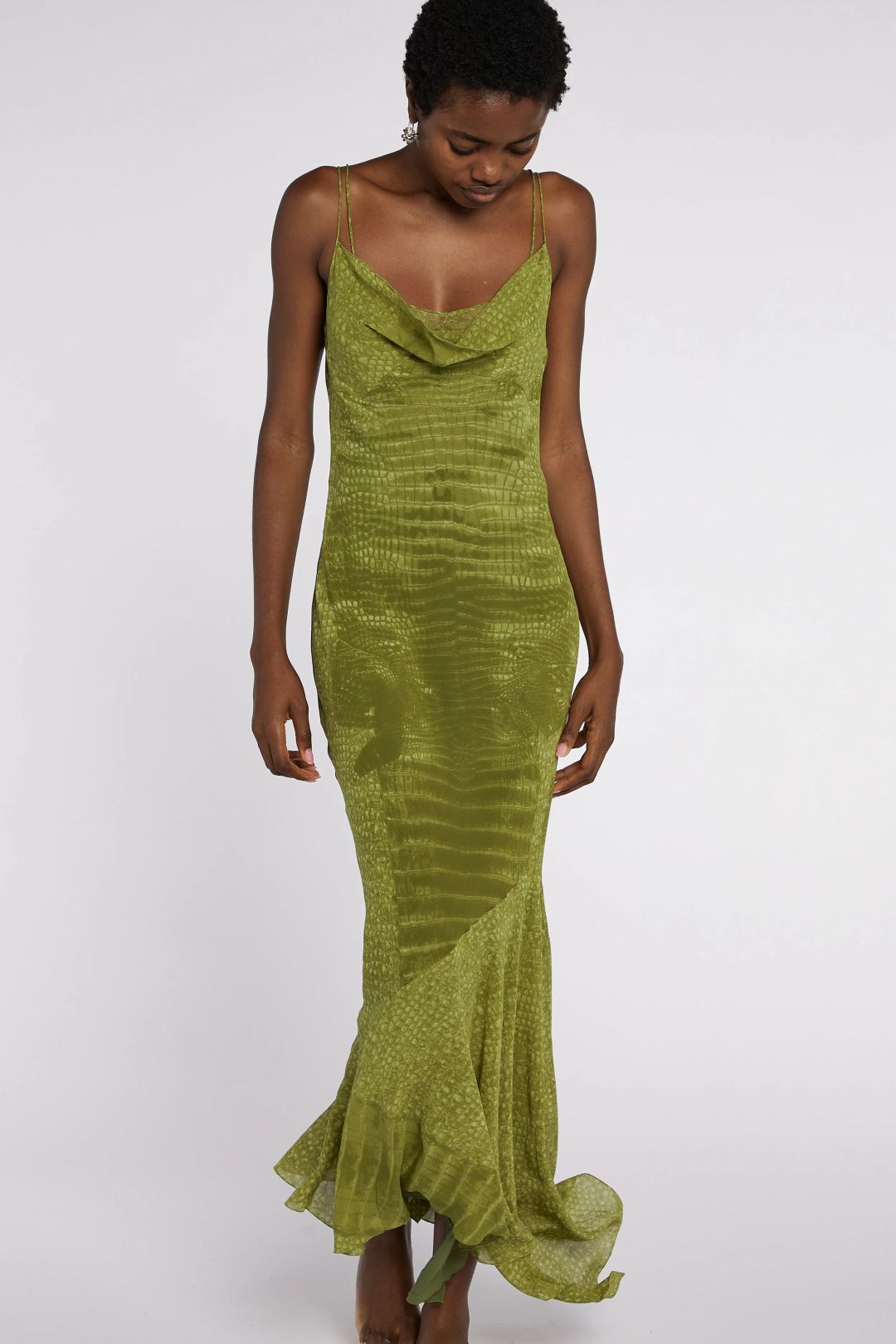 John Galliano Bias Cut Chiffon Snake Print Slip Dress A/W 2000 by JOHN GALLIANO in size FR 42 from DRESSES category