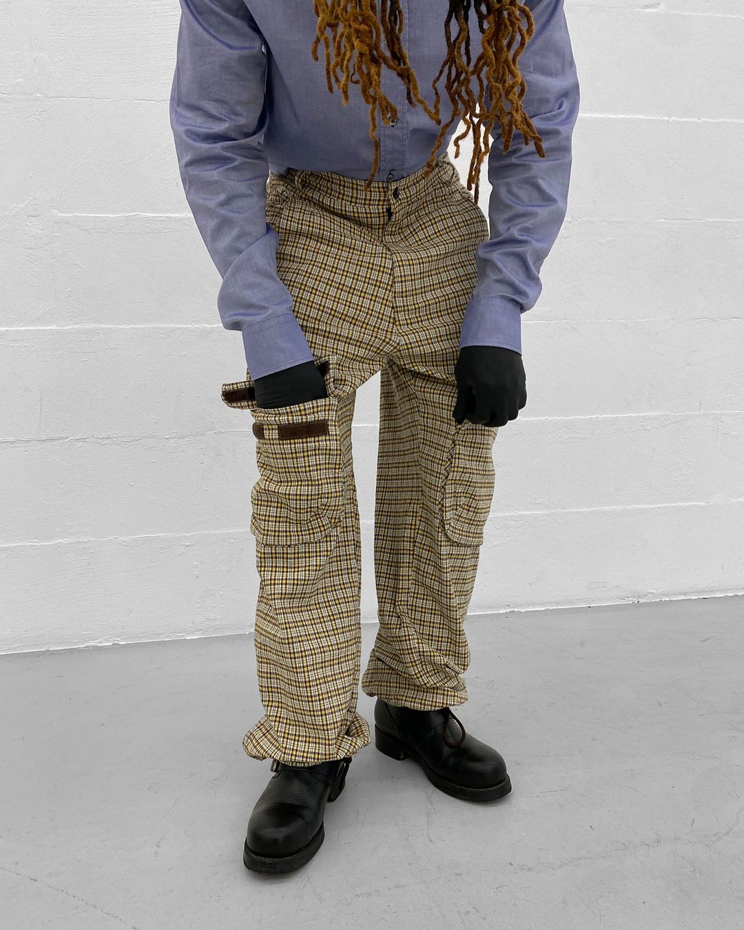 W.&L.T. Walter van Beirendonck 1990s Tartan Checkered Cargo Pants Yellow by W.&L.T. Walter van Beirendonck in size W31 from TROUSERS category