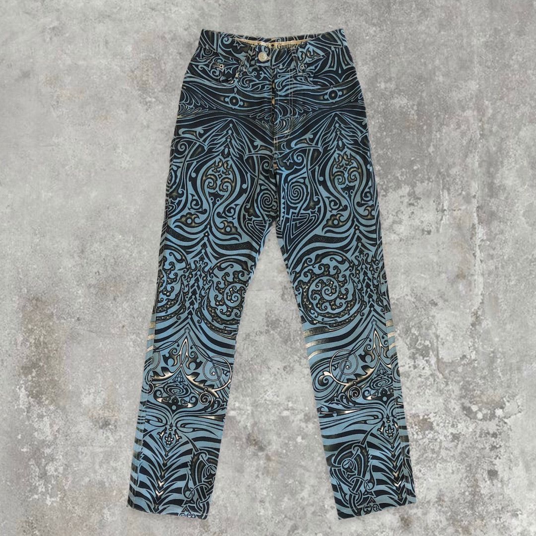 1996 Jean Paul Gaultier Jean’s Tribal Print Trousers by JEAN PAUL GAULTIER in size ONE SIZE from TROUSERS category