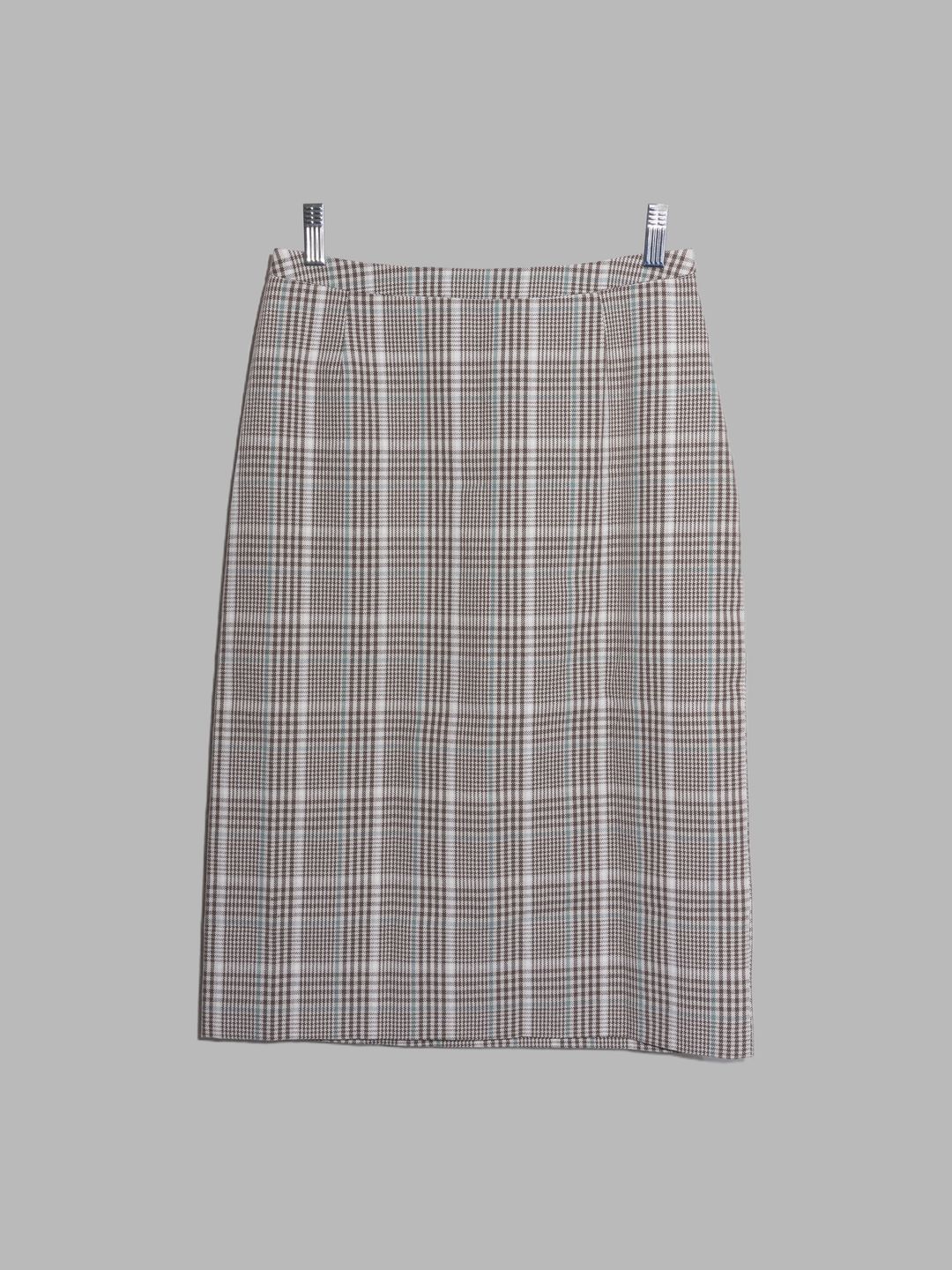 Jean Colonna brown white green poly-cotton check knee length skirt - size S by Jean Colonna in size S from SKIRTS category