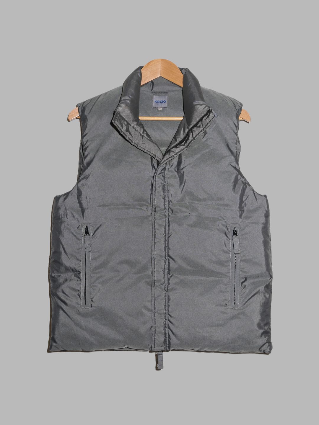 Kenzo Homme 1990s shiny silver down puffer vest - size 2 M by Kenzo Homme in size M from TOPS category