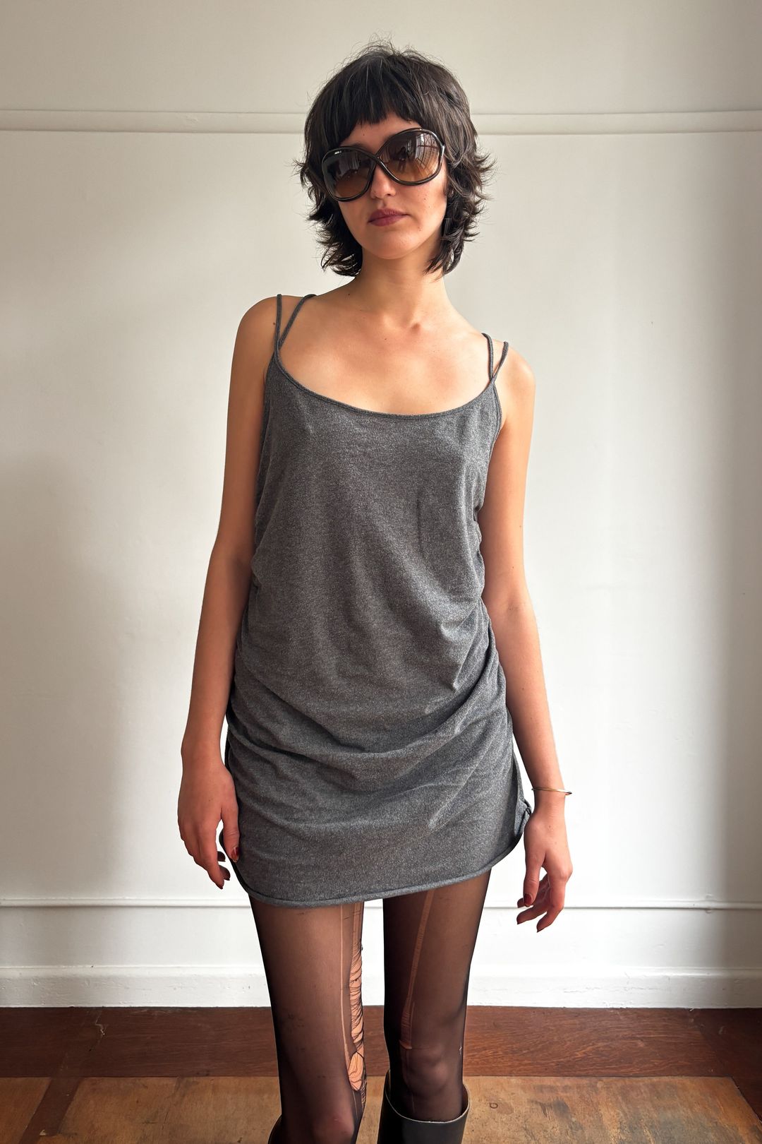 L.G.B. GATHERED COTTON MINI DRESS by LE GRAND BLEU in size XS from DRESSES category