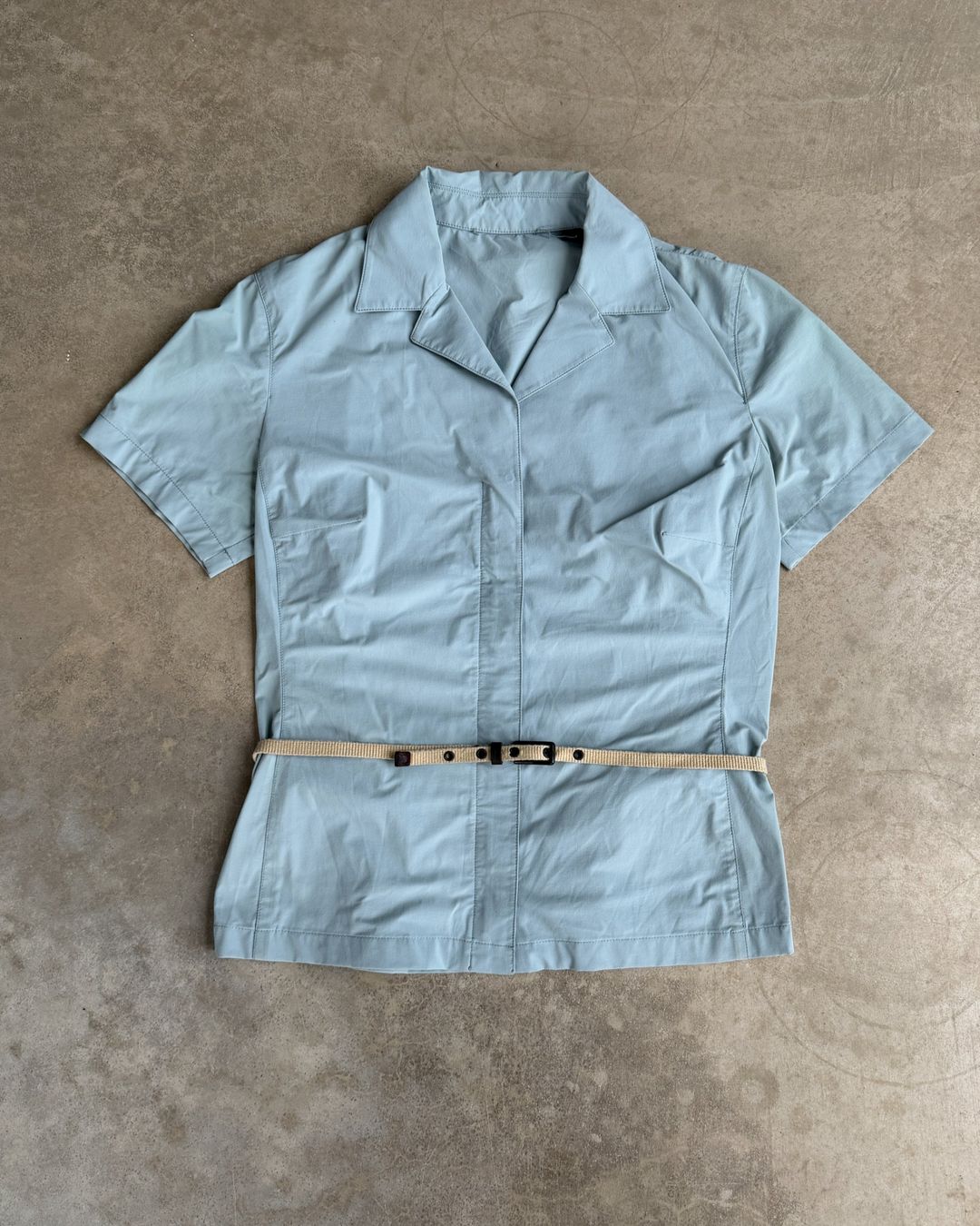 Prada SS99 Belted Nylon Short Sleeve Shirt – S by PRADA in size S from TOPS category
