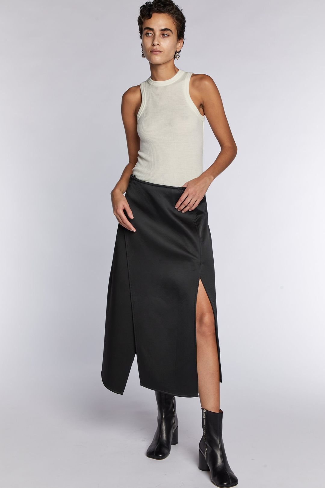 Céline by Phoebe Philo  Heavy black Satin Black Wrap Skirt 2010s by Phoebe Philo in size FR 40 from SKIRTS category