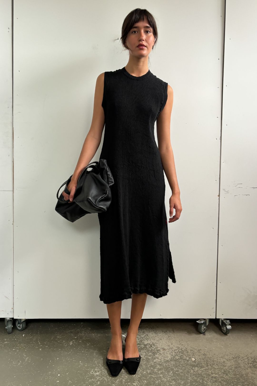 TEXTURED HIGH NECK MIDI DRESS by ISSEY MIYAKE in size AU/UK 12 from DRESSES category