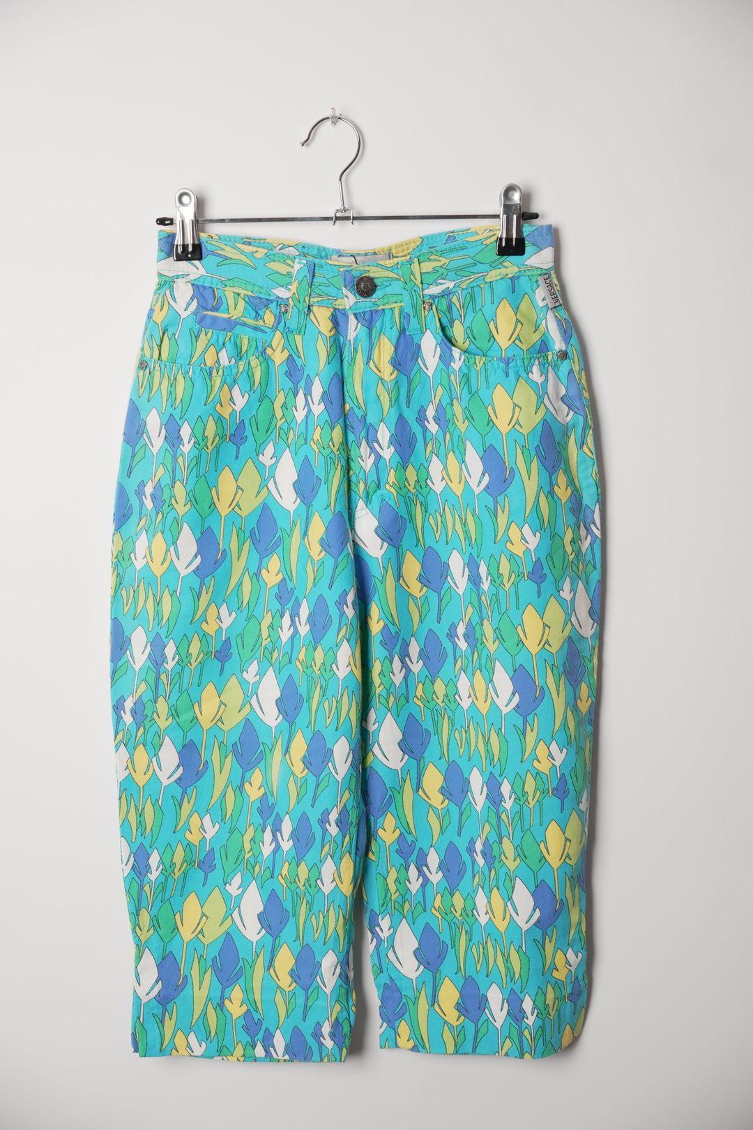 Versace Jeans Couture Blue Tree Sketch Half Denim Jean Pants by VERSACE in size W26 from DENIM category