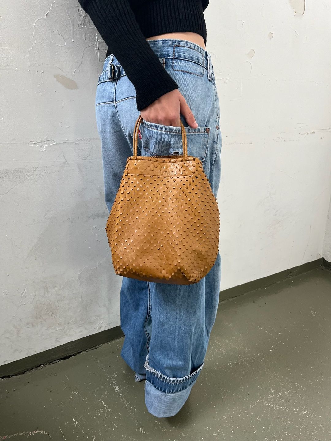 HELMUT LANG 2001SS LEATHER PUNCHED BAG by HELMUT LANG in size ONE SIZE from BAGS category