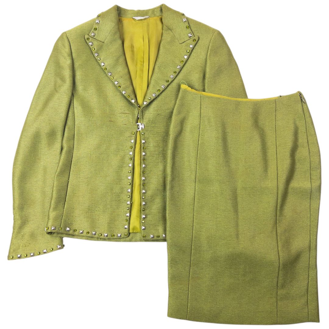 Vintage 90s Gianni Versace Couture Studded Jacket & Skirt Suit Set Womens Size XS by VERSACE in size XS from SUITS category