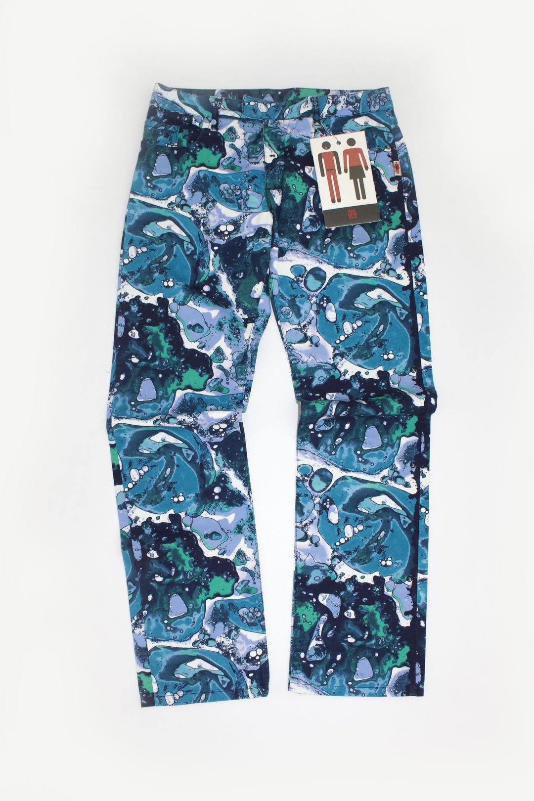Jean Paul Gaultier SS 2001 blue printed jeans by JEAN PAUL GAULTIER in size W38 from DENIM category