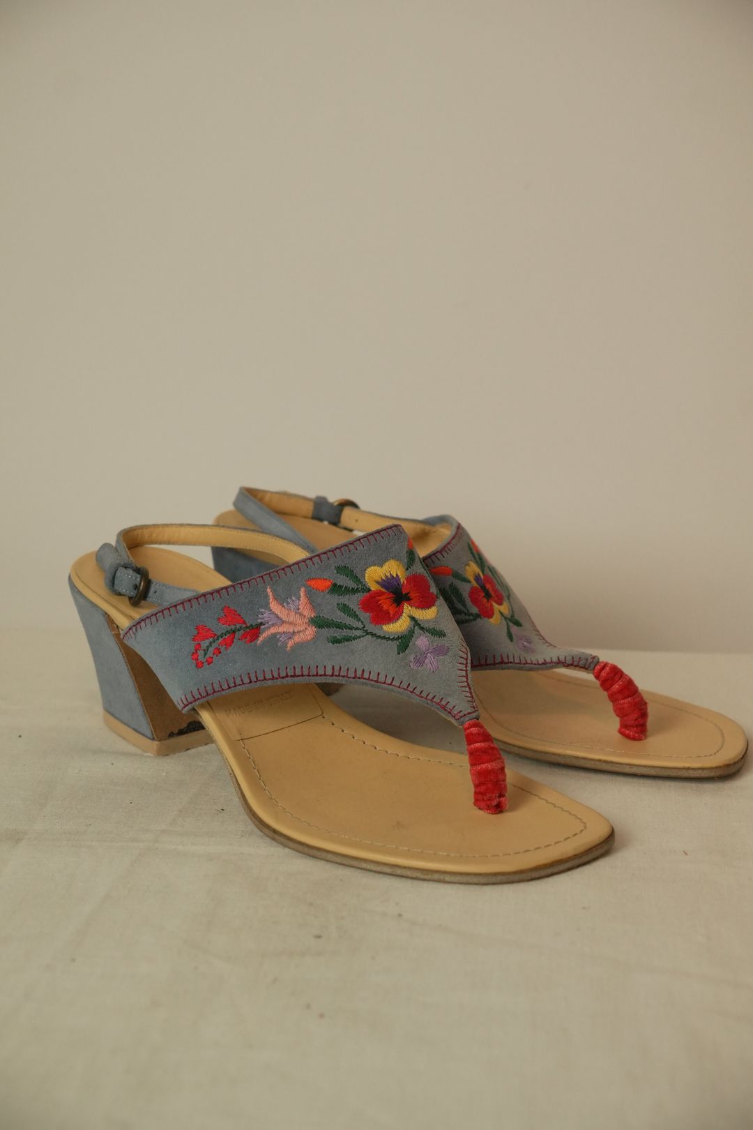 Miu Miu Suede Floral Embroidered Sandal Heels Sz36.5 by MIU MIU in size EU 36 from SHOES category