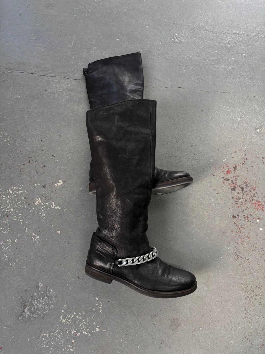 LEATHER CHAIN DETAIL BOOTS by MEIWAI LIMITED in size EU 38 from SHOES category