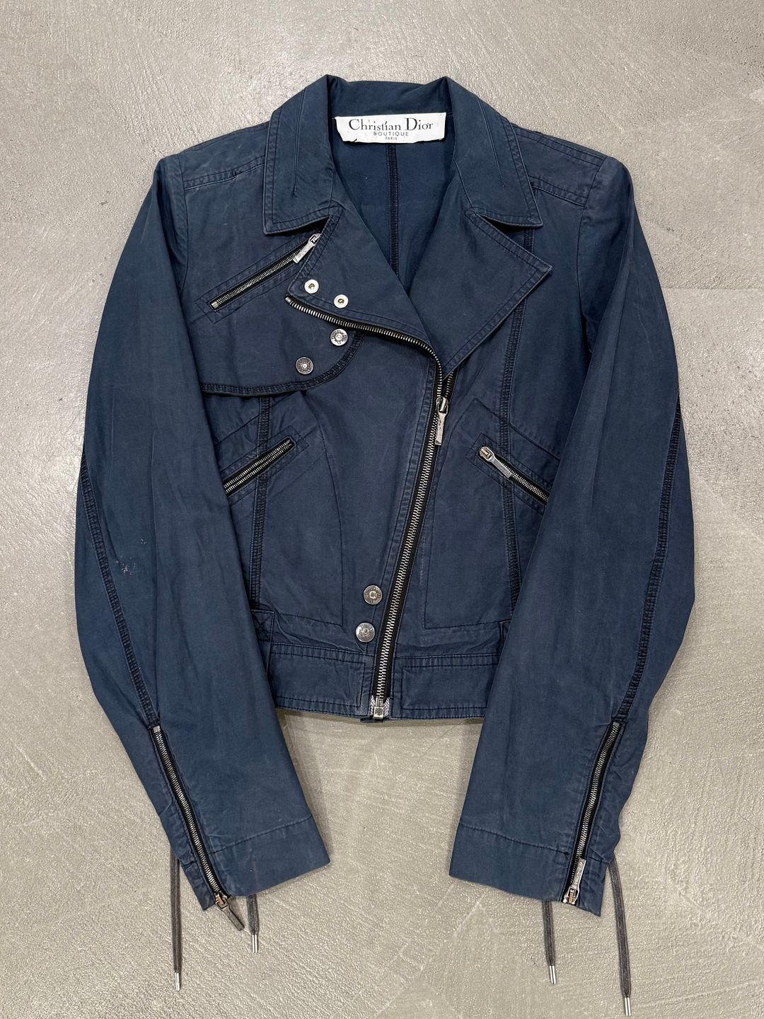 S/S2003 Christian Dior by John Galliano cropped cotton biker jacket by CHRISTIAN DIOR in size FR 36 from COATS & JACKETS category