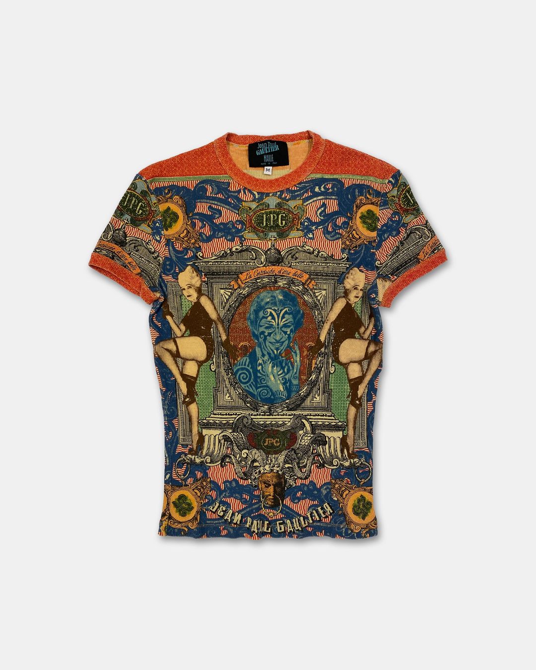 Jean Paul Gaultier Maille SS1994 Portrait Tattoo Top T-Shirt Multicolor by JEAN PAUL GAULTIER in size S from TOPS category
