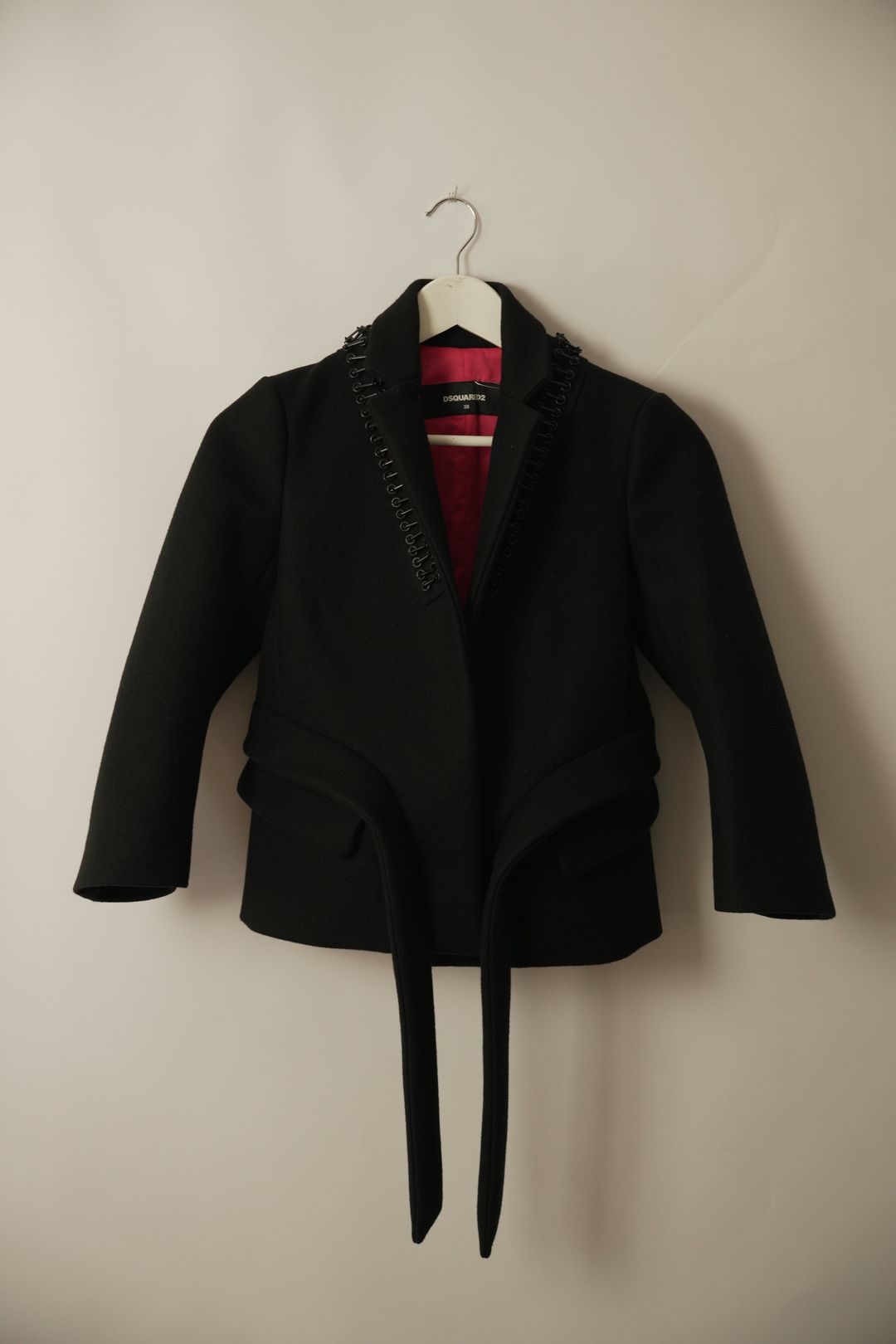 Dsquared2 Black Safety Pin Collar Jacket by VENDOR-UNKNOWN in size XS from COATS & JACKETS category