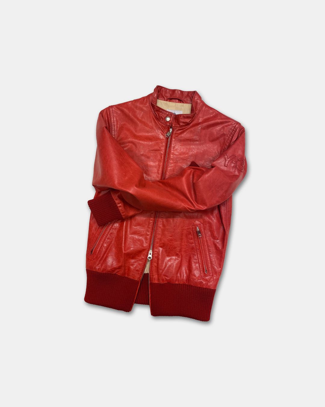 Y-3 2007 Racing Leather Jacket Red by Y-3 in size S from COATS & JACKETS category