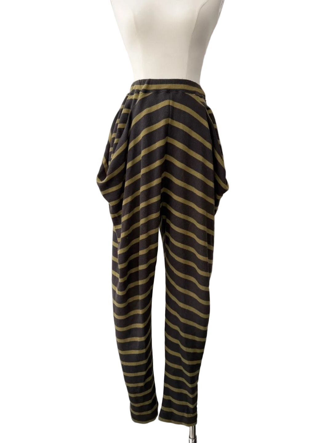 ISSEY MIYAKE 80s STRIPED DROP CROTCH PANTS by ISSEY MIYAKE in size XS from TROUSERS category