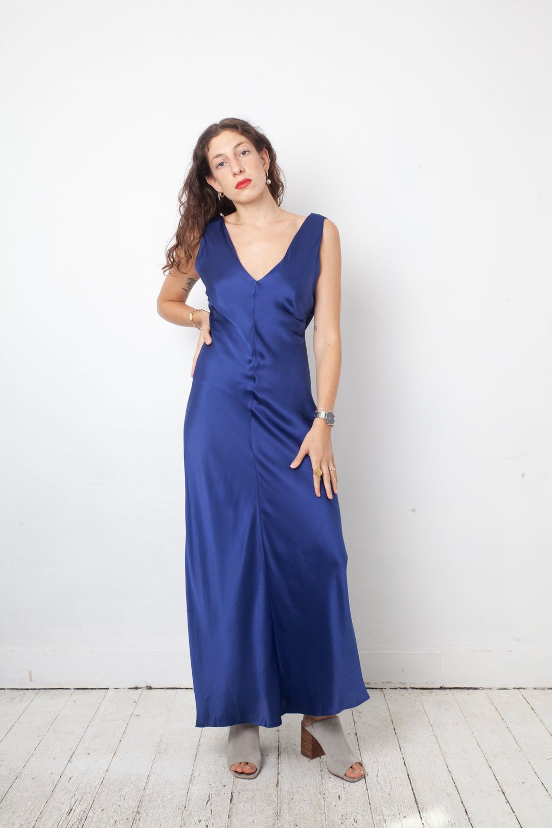 Alberta Ferretti 2010's silk blue evening gown with open back by ALBERTA FERRETTI in size IT 44 from DRESSES category