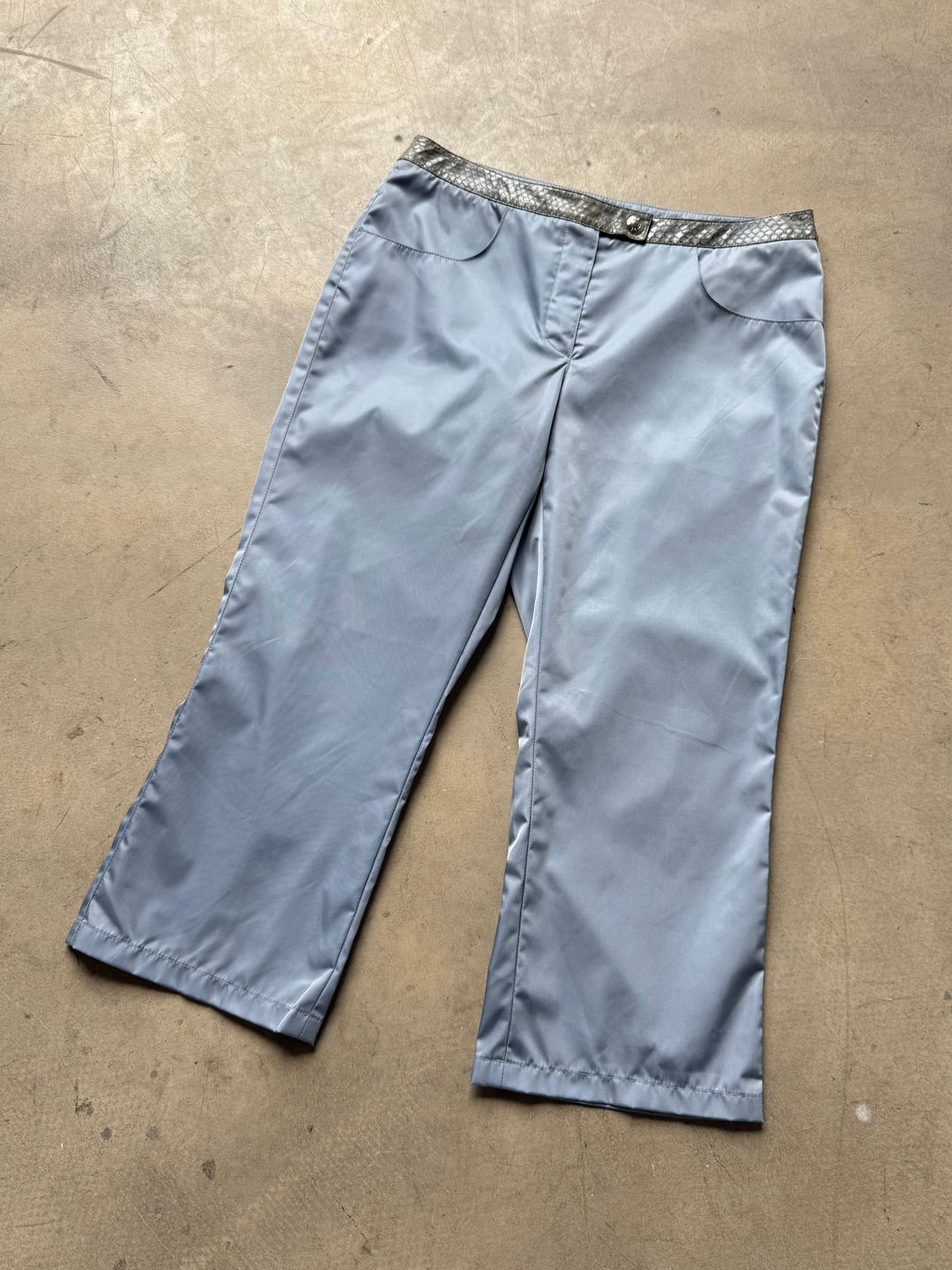 SS 00 Prada Snakeskin & Nylon Cropped Trousers by PRADA in size W30 from trousers category