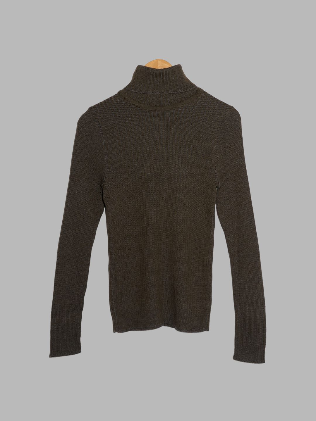 Dirk Bikkembergs 1990s 2000s khaki wool rib knit turtleneck - S XS by DIRK BIKKEMBERGS in size XS from KNITWEAR category