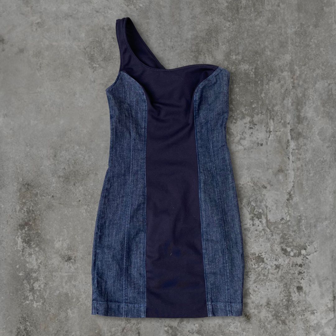 MISS SIXTY ASYMMETRIC DENIM DRESS - XS by Fazed by Finn in size XS from TOPS category