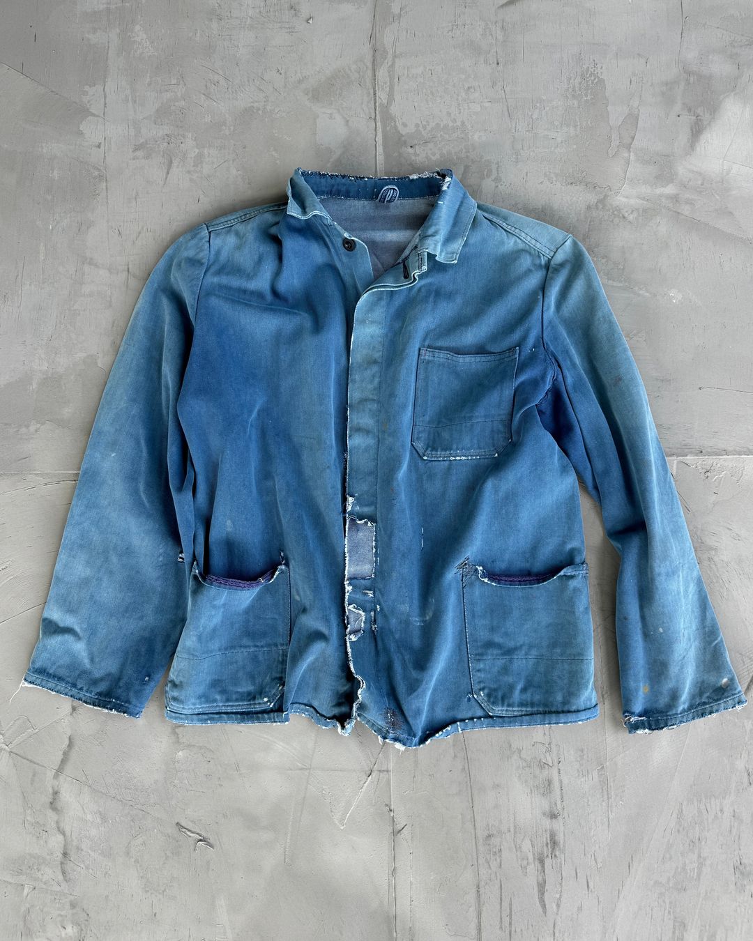 70'S DISTRESSED BLEACHED WORKERS JACKET - M/L by undefined in size L from COATS & JACKETS category