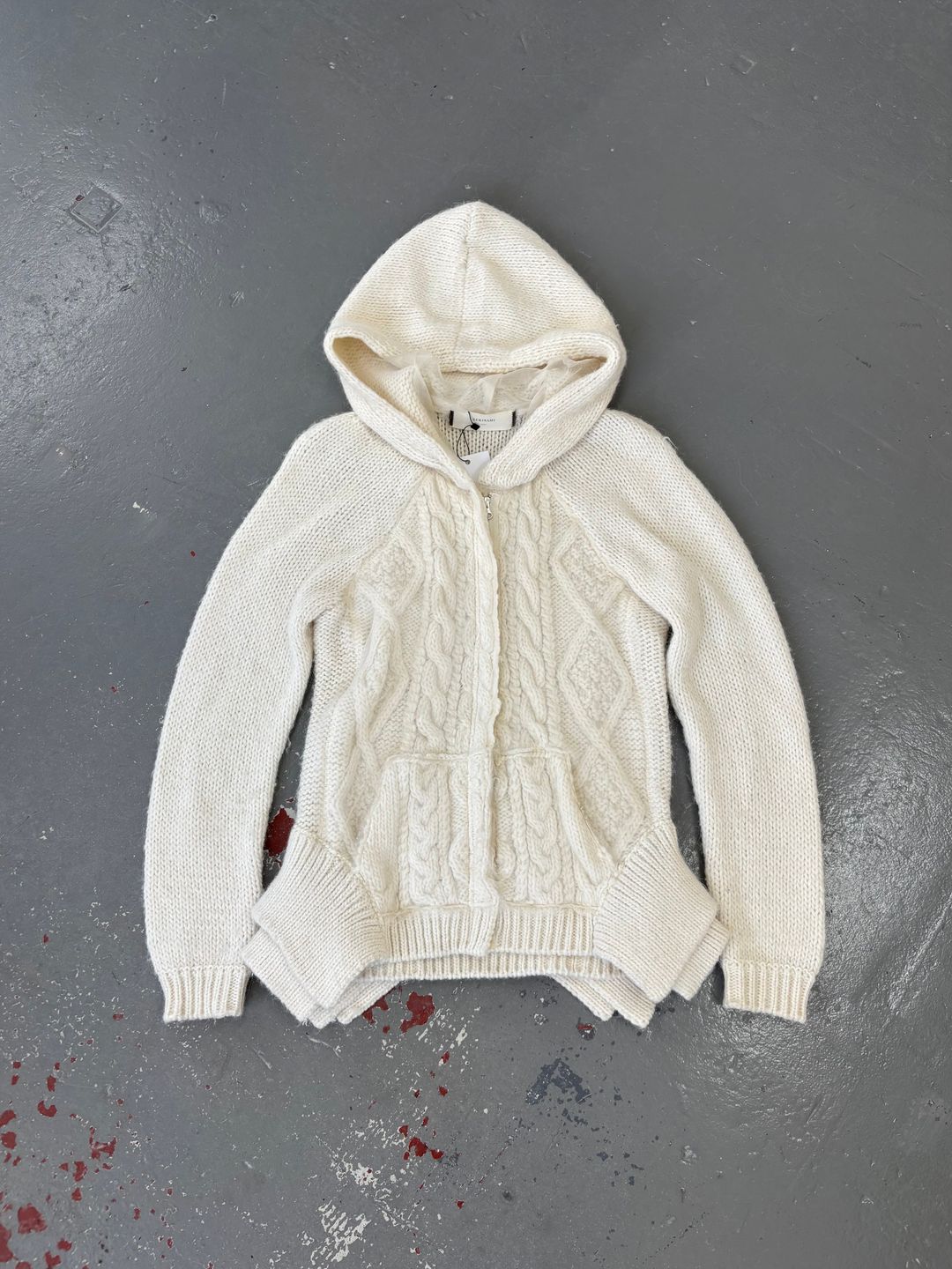 JAPANESE DESIGNER CABLE KNIT HOODIE by MEIWAI LIMITED in size XS from TOPS category