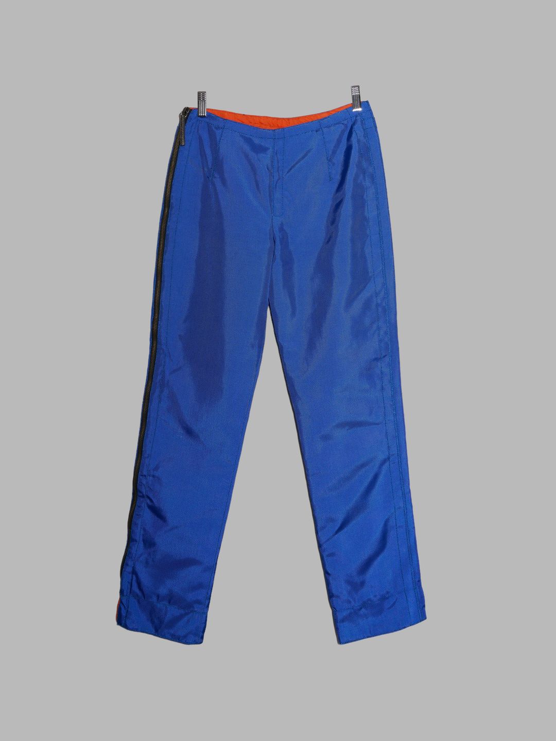 Dirk Bikkembergs Hommes 1990s electric blue ballistic nylon quilted side zip trousers by Dirk Bikkembergs Hommes in size IT 44 from TROUSERS category