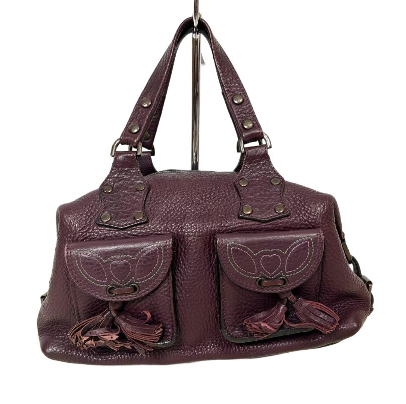Mulberry Leather Purple Pocket Double Strap Tote Handbag by VENDOR-UNKNOWN in size ONE SIZE from BAGS category
