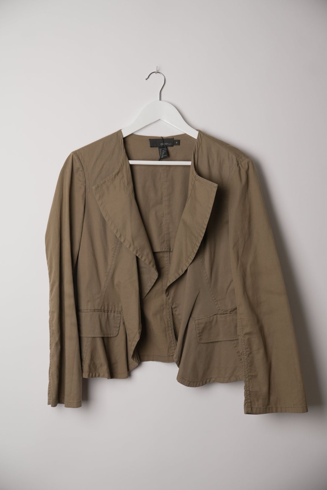 DKNY Khaki Waterfall Jacket by DKNY in size S from COATS & JACKETS category