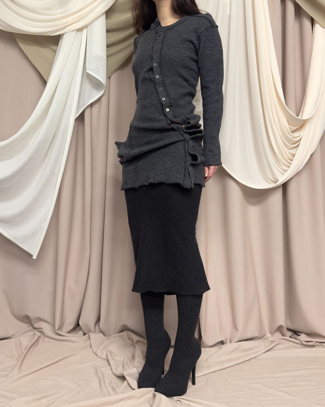 GREY TWISTED WOOL JUMPER by Junya Watanabe by JUNYA WATANABE in size S from KNITWEAR category