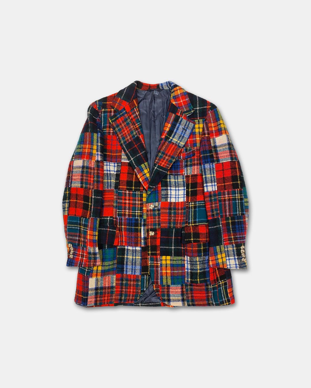 Polo by Ralph Lauren 1970s Patchwork Madras Checkered Wool Blazer Jacket Multicolor by Polo in size M from COATS & JACKETS category