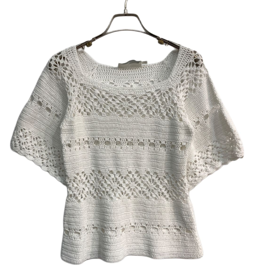 Zimmermann Crochet Knit White SS Top Sz 1 by ZIMMERMANN in size XS from TOPS category