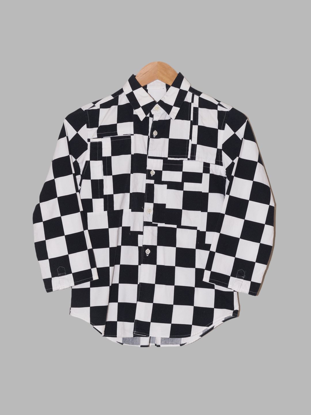 Robe de Chambre Comme des Garcons 2002 black white cotton checkerboard shirt - S by COMME DES GARÇONS in size S from SHIRTS category